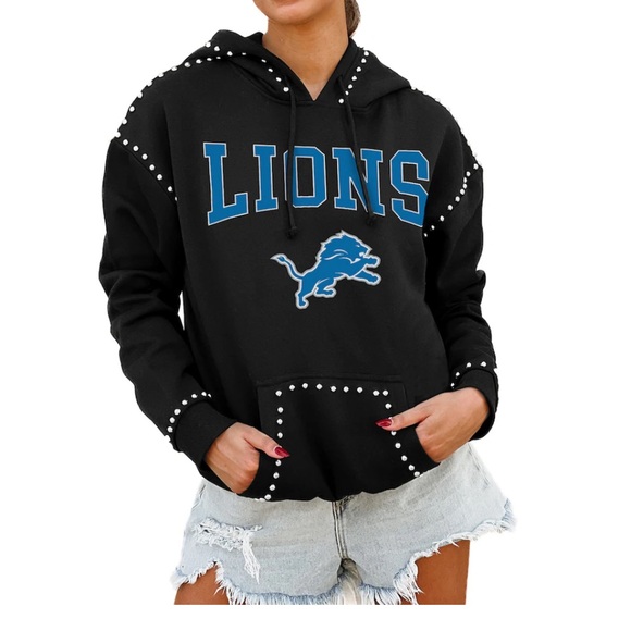 GAMEDAY COUTURE PRE-LOVED AUTHENTIC WOMEN’S BLACK/BLUE & SILVER STUDDED HOODIE - Picture 3 of 17